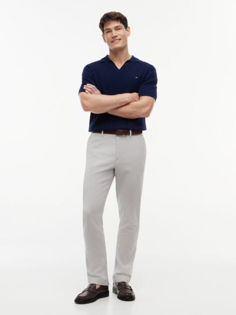 Gri Pantaloni Denton Chino Drepti Cu Textura  Barbati