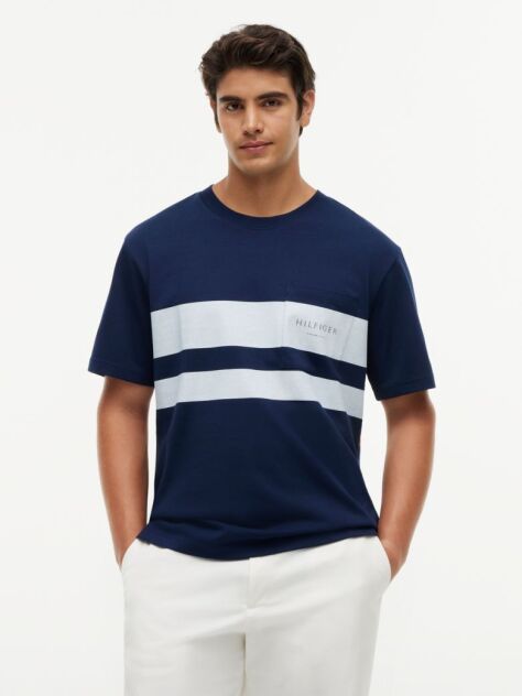 Blue Tricou Lejer Cu Logo Si Blocuri De Culoare  Barbati
