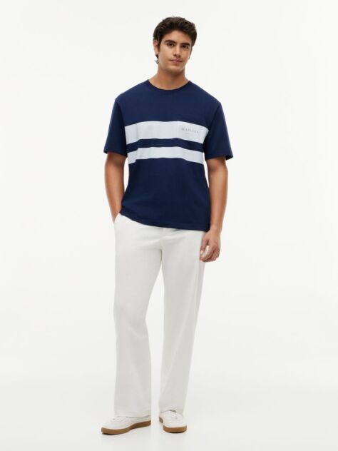 Blue Tricou Lejer Cu Logo Si Blocuri De Culoare  Barbati