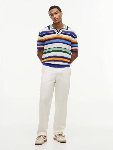 Multi Polo Multicolor Cu Croiala Lejera Si Dungi  Barbati