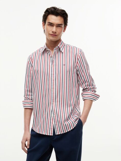 Multi Regular Fit Flex Stripe Poplin Shirt  Men