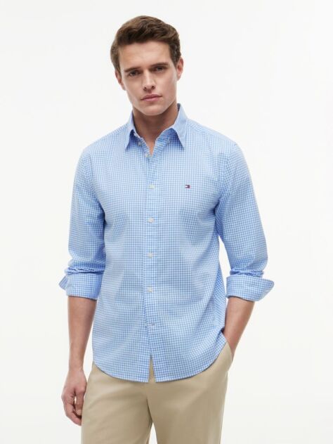 Blue Flex Poplin Gingham Shirt  Men