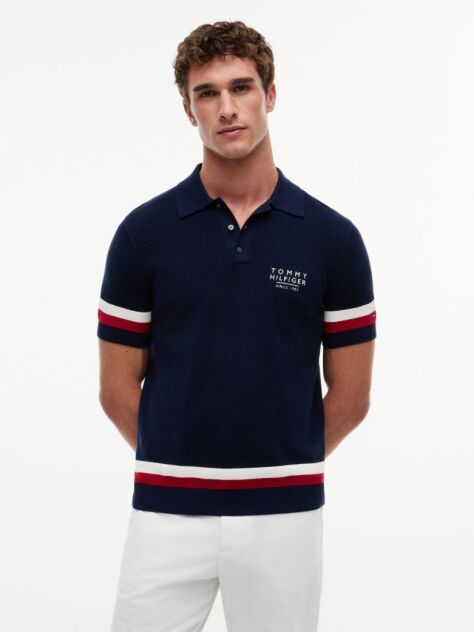 Blue Tricou Polo Signature Cu Croiala Normala  Barbati