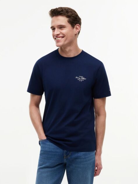 Blue Tricou Cu Logo Pe Spate  Barbati