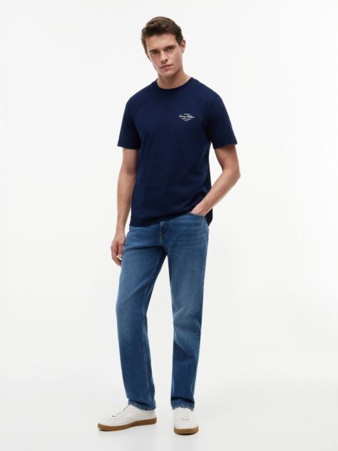 Blue Tricou Cu Logo Pe Spate  Barbati