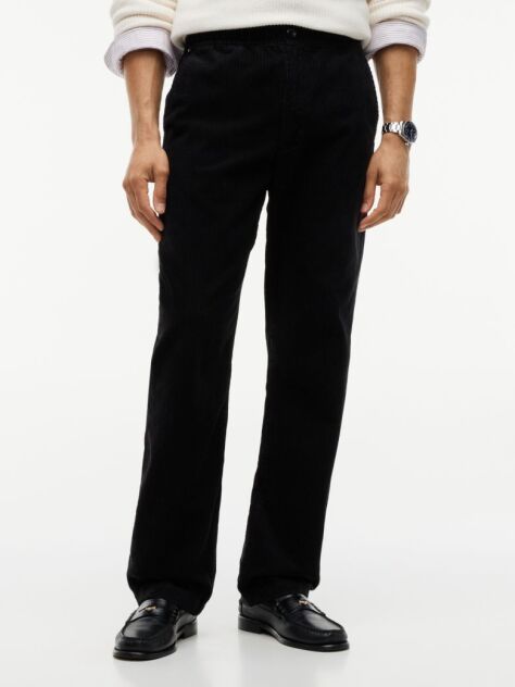 Negru Pantaloni Chinos Dover Din Catifea Cu Croiala Regular Dreapta  Barbati