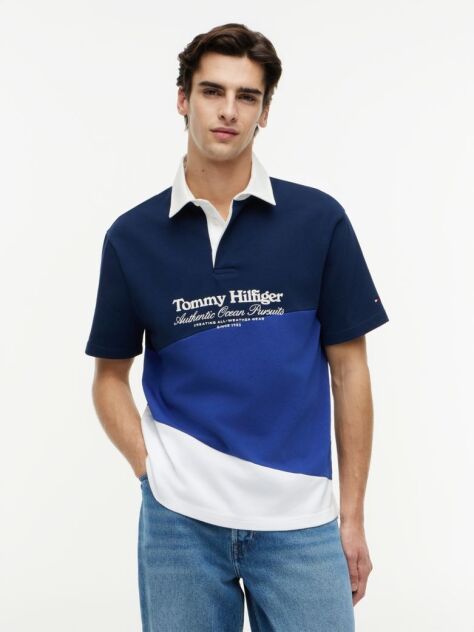 Multi Tricou Polo Cu Croiala Lejera Logo Pe Spate Si Blocuri De Culoare  Barbati