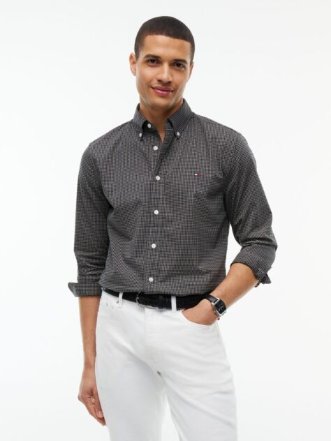Gri Camasa Gingham Flex Cu Croiala Regular  Barbati