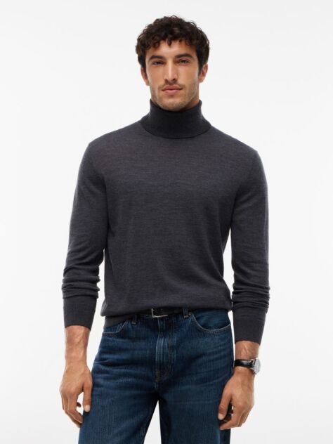 Grey New York Label Wool Roll Neck Jumper  Men
