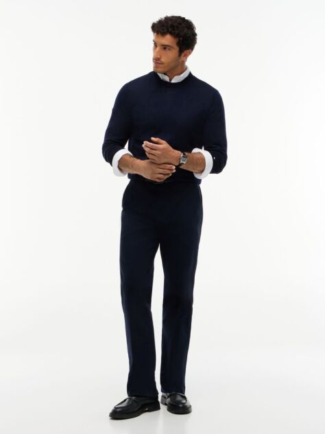 Blue Pulover New York Label Din Lana Pura  Barbati