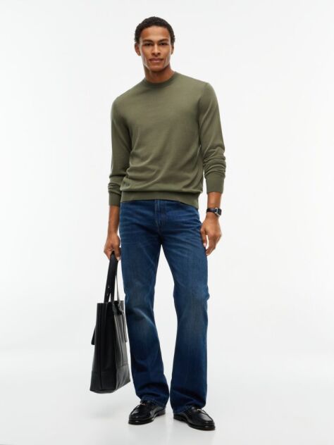 Verde Pulover New York Label Din Lana Pura  Barbati