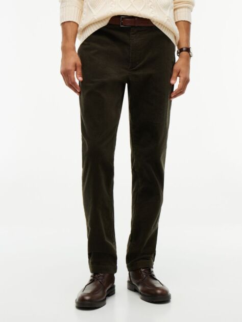 Verde Pantaloni Chinos Denton Din Catifea Fina Cu Croiala Slim Si Dreapta  Barbati