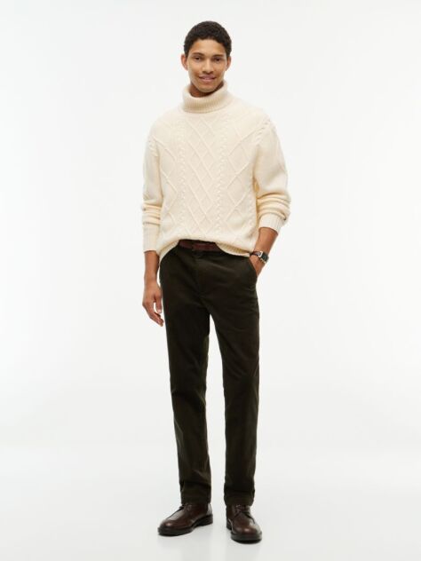 Verde Pantaloni Chinos Denton Din Catifea Fina Cu Croiala Slim Si Dreapta  Barbati