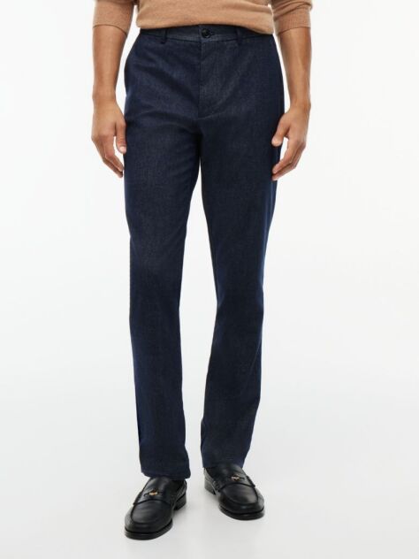 Blue Denton Brushed Marl Straight Chinos  Men