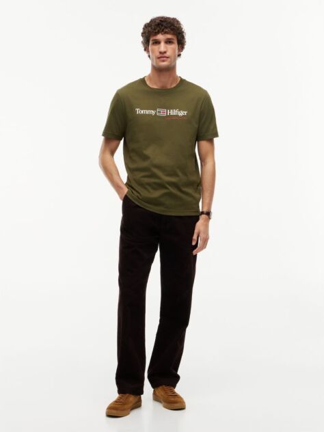 Verde T-Shirt Din Jerseu Cu Logo Si Guler Rotund  Barbati