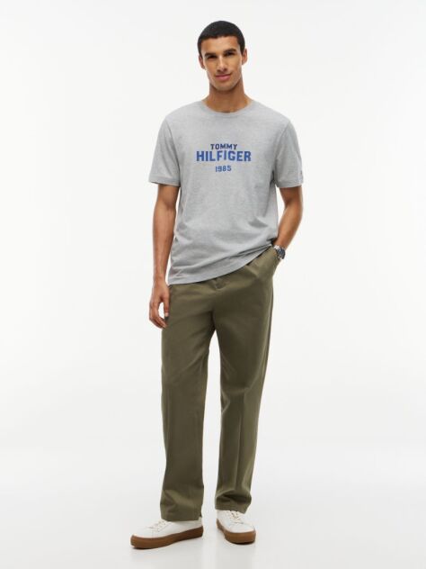 Grey Contrast Logo Crew Neck Jersey T-Shirt  Men
