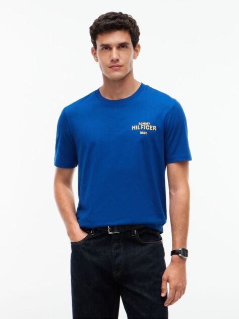 Blue T-Shirt Din Jerseu Cu 1985 Graphic  Barbati