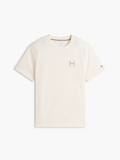 Bej T-Shirt Cu Logo Brodat Si Guler Rotund  Barbati