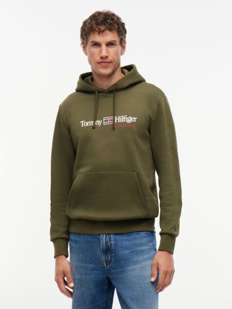 Green Logo Fleece Drawstring Hoody  Men