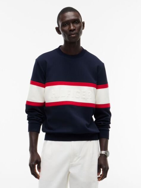 Blue Colour-Blocked Intecho Knit Sweatshirt  Men