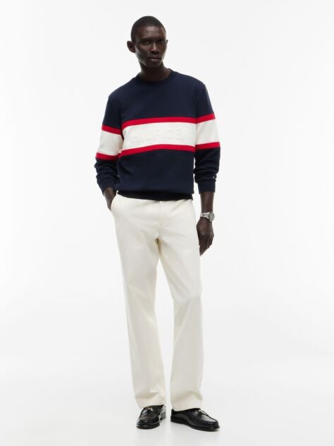 Blue Colour-Blocked Intecho Knit Sweatshirt  Men