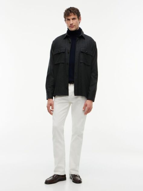 Gri Geaca Tip Camasa New York Label Cu Croiala Regular  Barbati