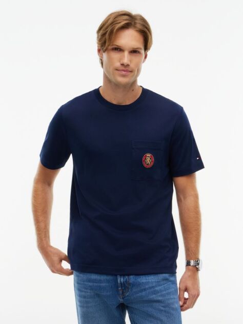 Blue Crest T-Shirt Din Bumbac Cu Buzunar  Barbati