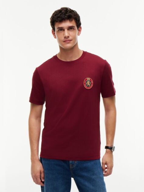 Rosu Crest T-Shirt Din Bumbac Cu Buzunar  Barbati
