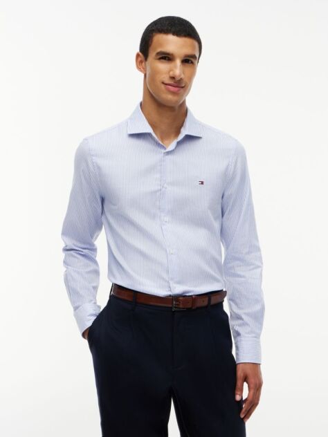 Blue Slim Fit Oxford Stripe Shirt  Men