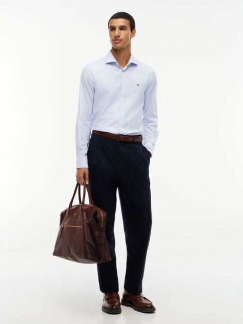 Blue Slim Fit Oxford Stripe Shirt  Men