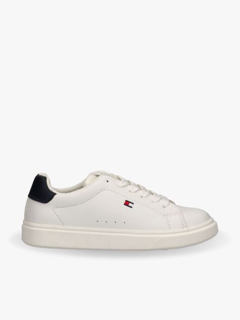 Alb Sneakers Cu Sireturi Si Steag Brodat  Copii unisex