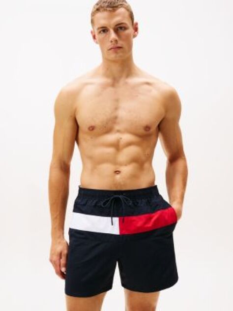 Blue Pantalon Scurt De Baie Hilfiger Flag Lungime Medie  Barbati