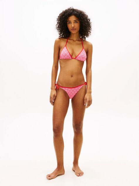 Roz Essential Top Βikini Τriunghiular Cu Gat Halter Si Imprimeu  Femei
