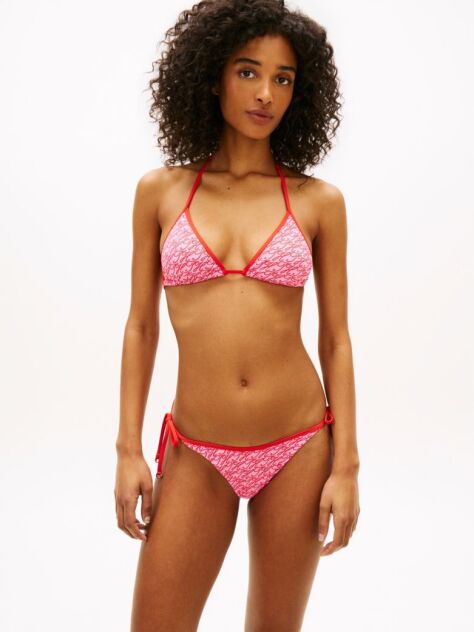 Roz Slip De Bikini Cu Snur Lateral Si Imprimeu  Femei