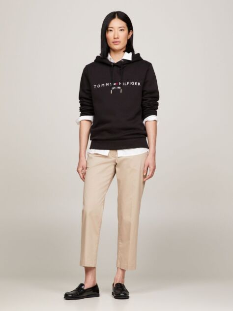 Black Essential Hoodie With Logo  Women