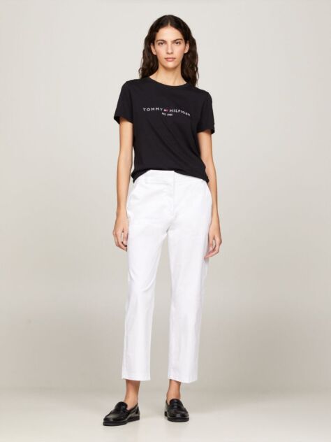 Negru Tricou Din Bumbac Organic Cu Logo  Femei