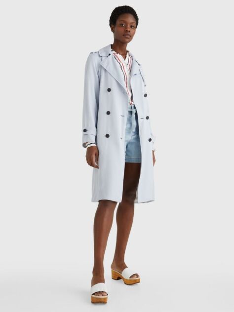 Blue Lyocell Trench Coat  Women