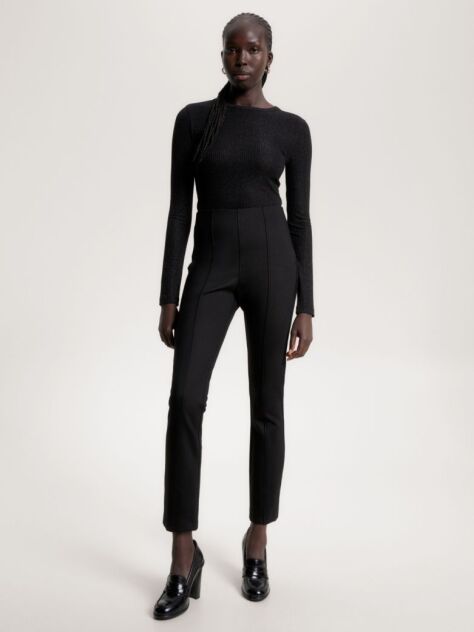 Black Elevated Slim Fit Knitted Trousers  Women