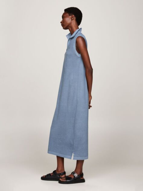Blue V-Neck Sleeveless Polo Dress  Women