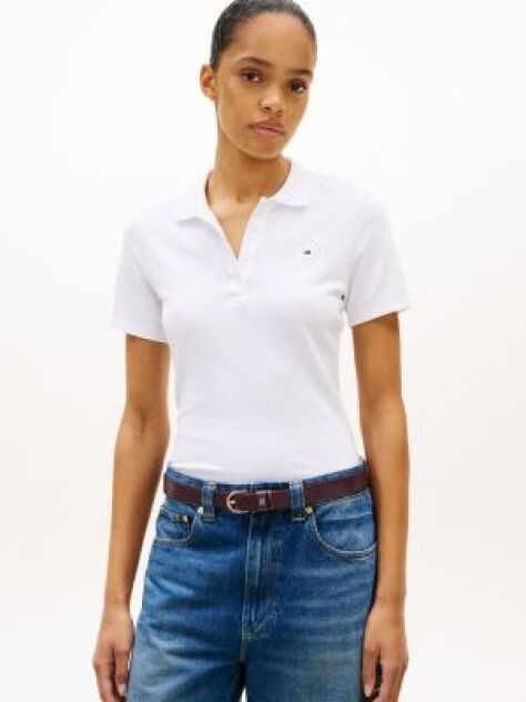 Alb Tricou Polo 1985 Slim  Femei