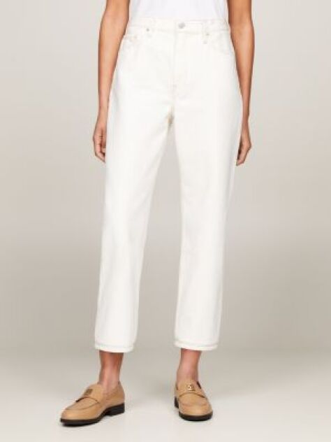 Alb Jeans Straight Clasici Cu Talie Inalta  Femei