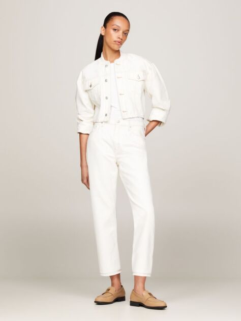 Alb Jeans Straight Clasici Cu Talie Inalta  Femei