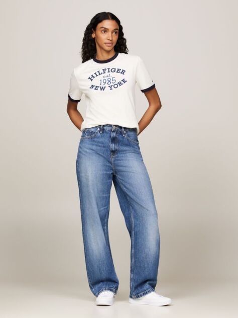 Alb Tricou Cu Logo Varsity   Femei