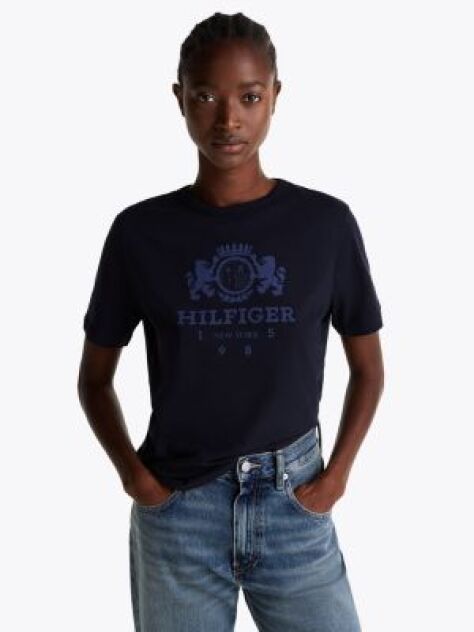 Blue Contrast Trim Crew Neck T-Shirt  Women