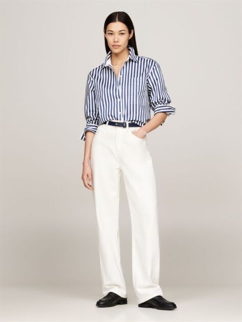 Beige White High Rise Straight Leg Jeans  Women