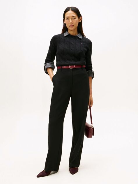 Negru Pulover Din Tricot De Lana Pura   Femei
