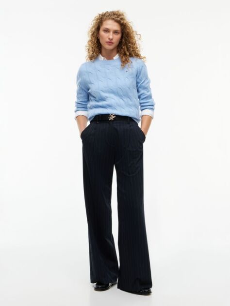Blue Pulover Din Tricot De Lana Pura   Femei