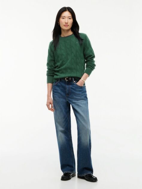 Verde Pulover Din Tricot De Lana Pura   Femei