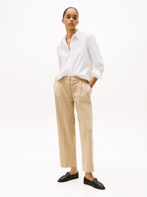 Bej Pantaloni Cropped Cu Talie Joasa  Femei
