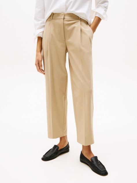 Bej Pantaloni Cropped Cu Talie Joasa  Femei